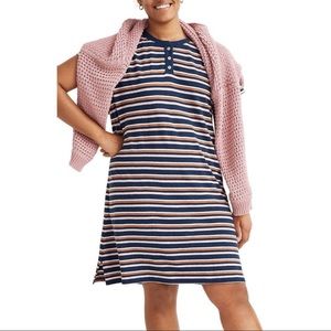 Madewell Striped Henley T-Shirt Dress
